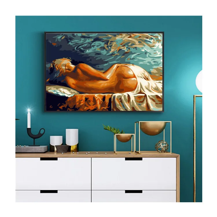 

cross language DIY digital painting adult custom wholesale wall decoration art canvas painting body art portrait nude