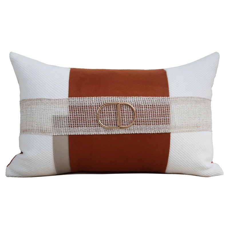 Фото Luksusowa poszewka na poduszkę Nordic Leather Texture PU Leather Fabric, prosta i modna poduszka na oparcie sofy №4