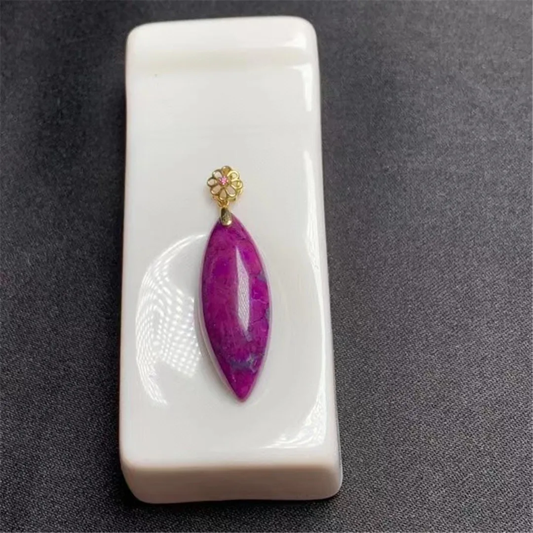 

Natural Sugilite Pendant For Women Lady Man Healing Beauty Love Gift Reiki Stone 28x10x4mm Beads Crystal 18K Gold Jewelry AAAAA