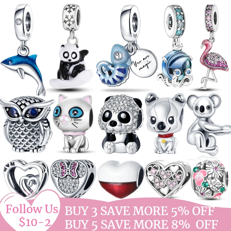 

2021New 925 Sterling Silver Cat And The Mermaid Unicorn Charm&Bead Fit Original Pandora Bracelet&Bangle Making Fashion Jewelry