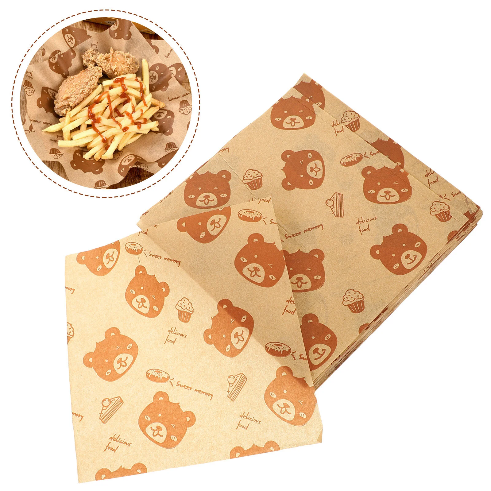 

500 Sheets Food Basket Paper Cheese Sandwich Wrapping Multi-function Wrappers Deli Liners French Fries Bread Greaseproof