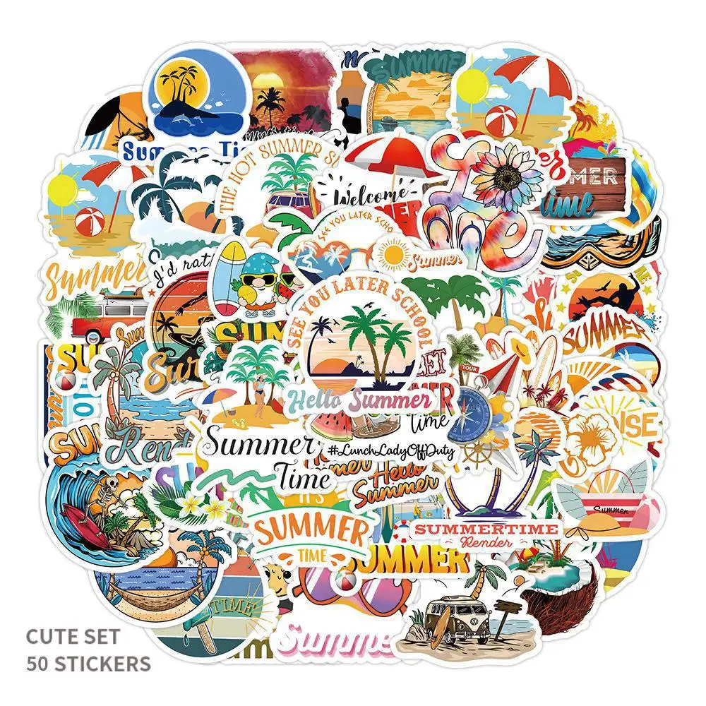 

50pcs new summer small fresh ins sticker suitcase mobile phone case children's reward sticker