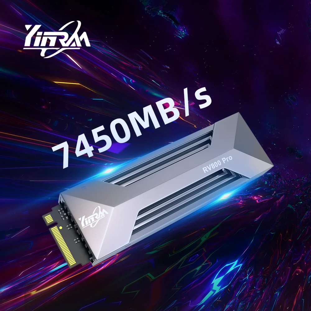 

YINRAM 7450MB/s SSD M2 NVMe PCIe4.0 1TB SSD 2TB 4TB DRAM Cache Internal Hard Disk Heatsink Solid State Drive for Laptop PC PS5