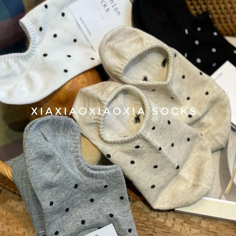 4 Pairs Of Spring And Summer Women's Socks Cartoon Silicone Non-slip Breathable Invisible Pure Cotton Ankle Boots Soft Socks