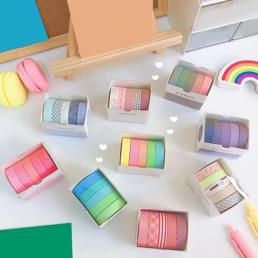 

Creative 5 Rolls Practical Macaron Diary Sticker Roll Decal Exquisite Decal Easy-using for Photo