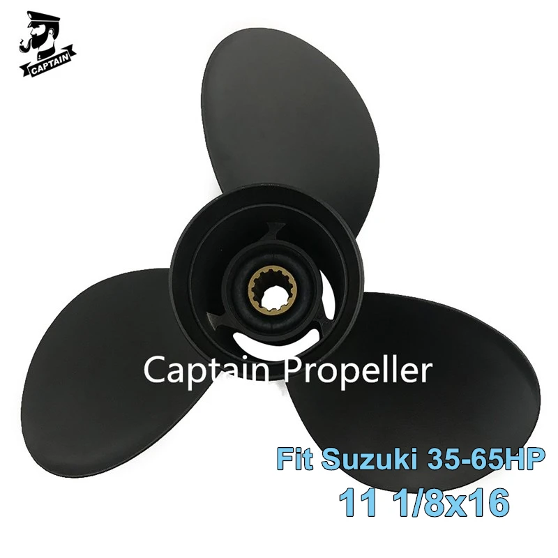 Captain Outboard Propeller 11 1/8X16 Fit Suzuki Engines 40HP 50HP DT40C DT50A DF40 DF50 DT40 DT55 13 Spline 58100-88L70-019