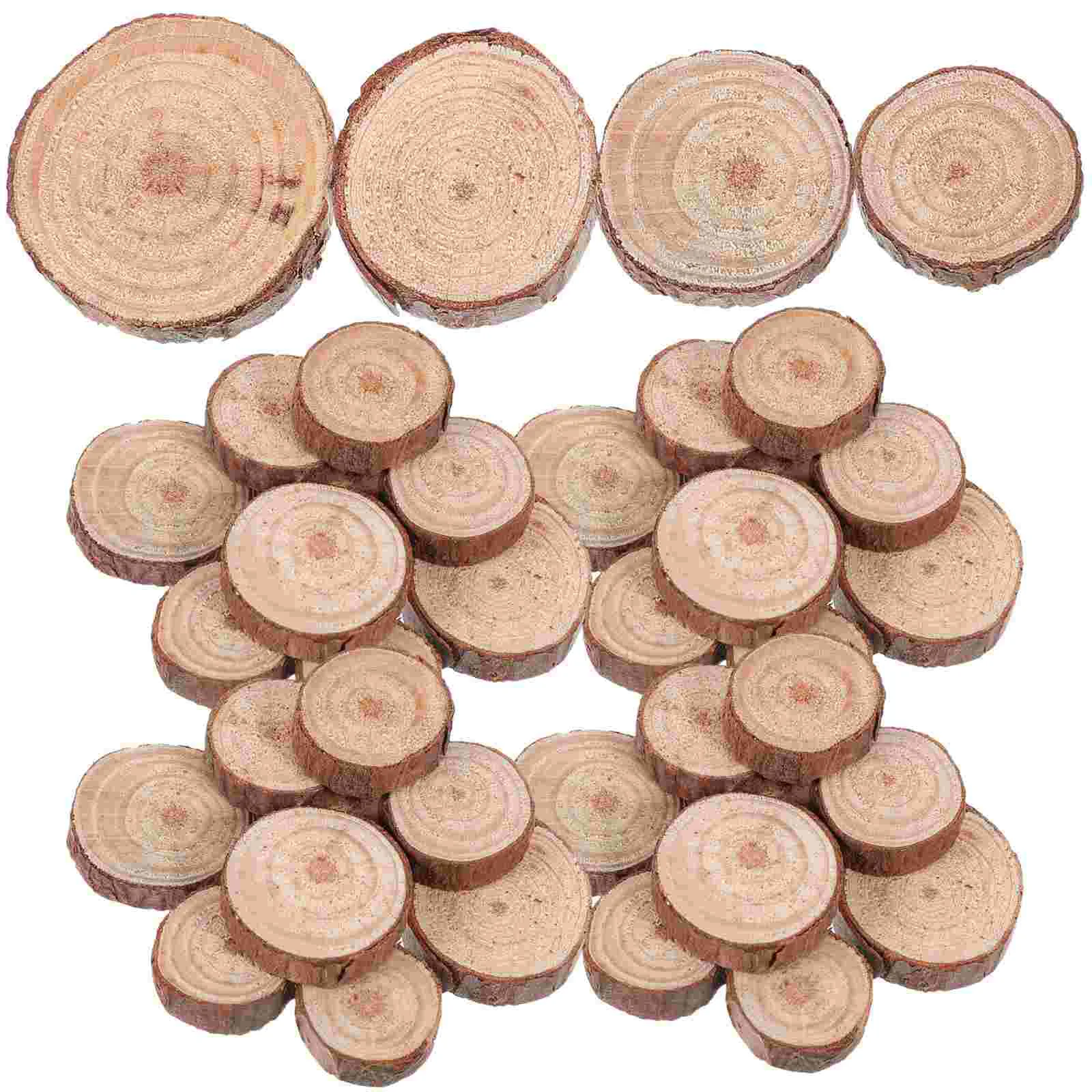 

120 Pcs Round Wood Chips Wooden Rounds Crafts Circles Discs Unfinished Handmade Materials Slices