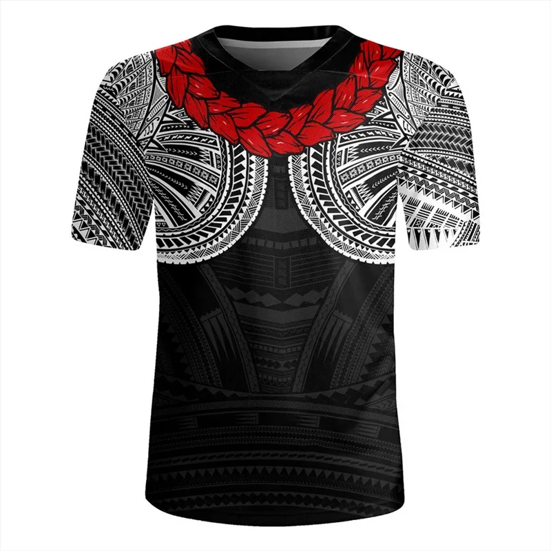Футболка с 3D принтом Республика Самоа и картой Флаг регби v-образным вырезом