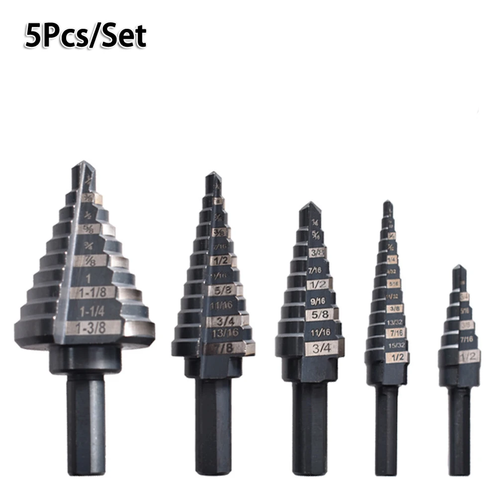 

5pcs HSS Step Drill Bits Set For Below 4mm Iron Copper Aluminum Wood /opening Holes Corrosion/reaming Rust Resistance Drill Bit