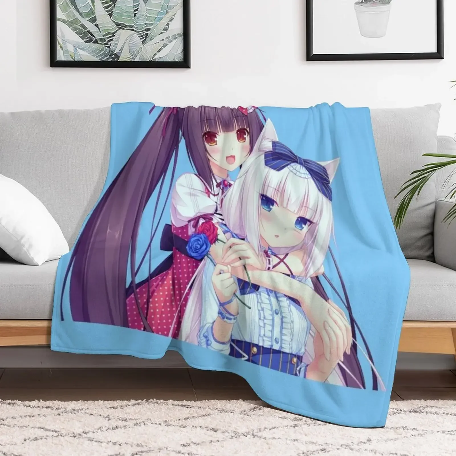 Ваниль чокола некопара Девочка Аниме Kawaii плед одеяло для пикника Забавный