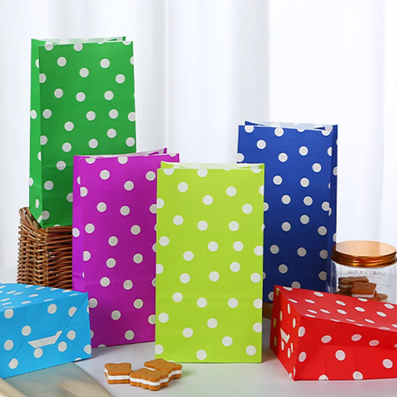 

Colorful Stripe Paper Bag Stand Up Colorful Polka Dot Bags Favor Open Top Gift Packing Treat Gift Bag 8*13*24cm