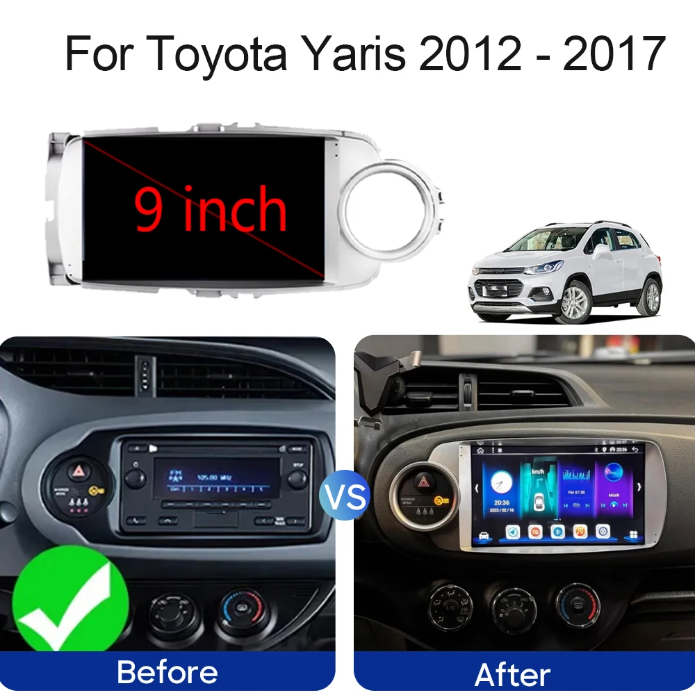 Фото Автомобильный радиоприемник Android Auto для Toyota Yaris 2012-2017 4G WIFI, головное устройство, мультимедийный видеоплеер, навигация, GPS Carplay, без 2din DVD №2
