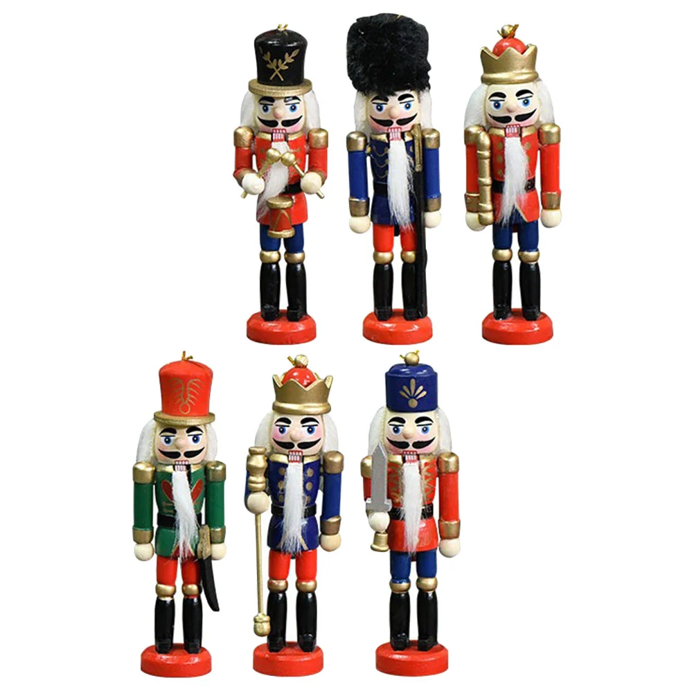 

4/5/6pcs 13cm Mini Nutcracker Soldier Puppet Doll Figurines Wooden Hanging Pendants Christmas New Year Decoration