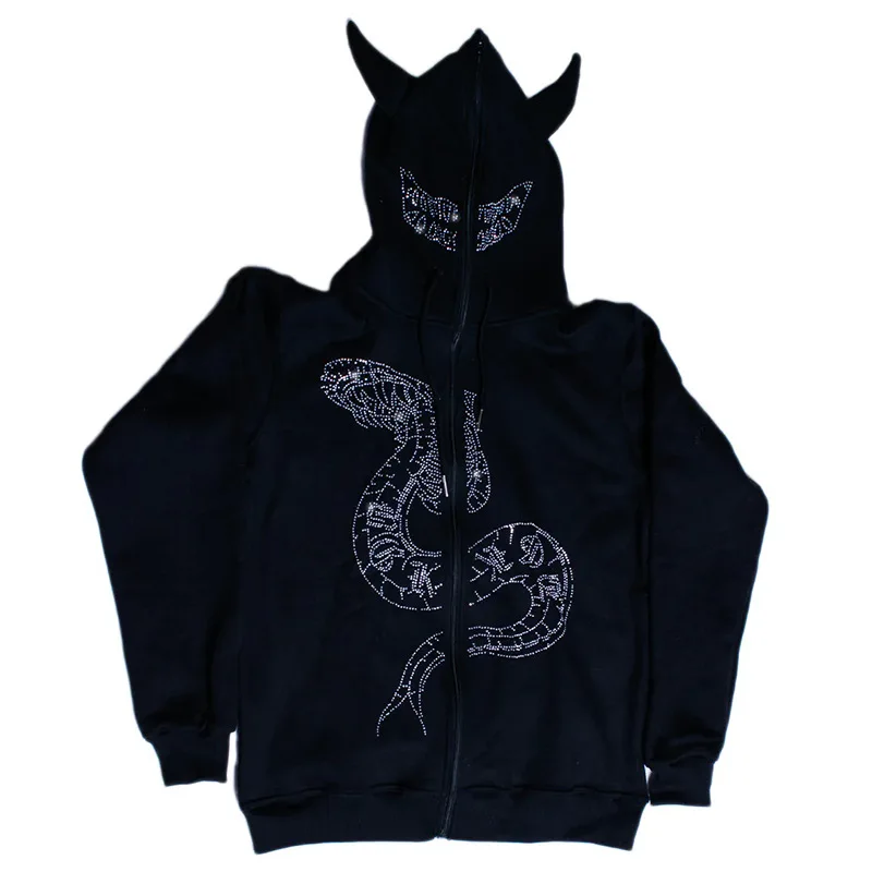 

Halloween Men Women Hoodies Sweatshirts Diamond Print Jacket Coat Plus Fleece Zip Cardigan Y2K Clothing Hip Hop Streetwear