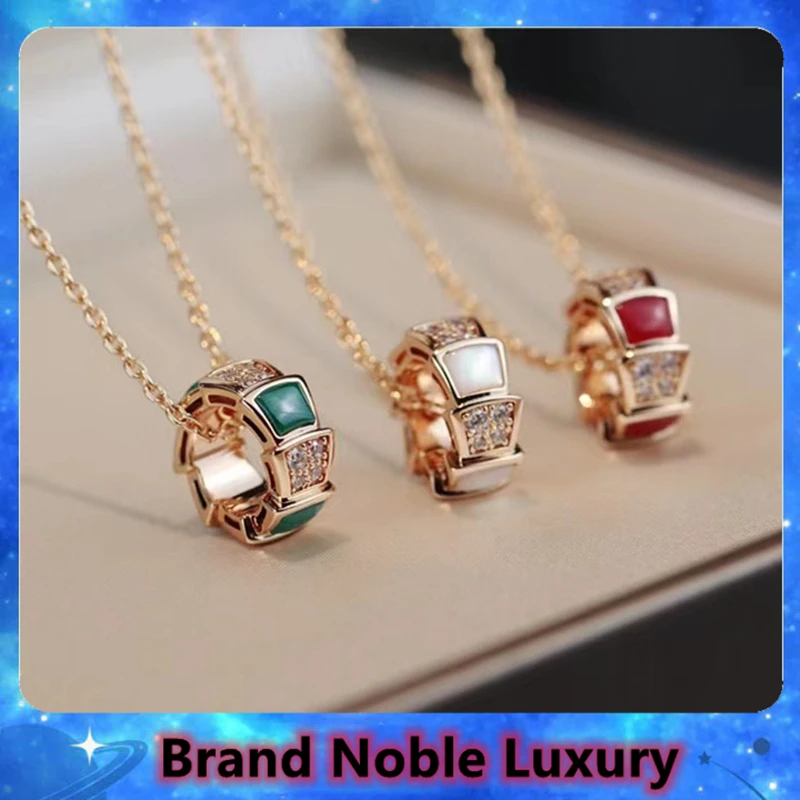 

S925 Sterling Silver Snake Bone Colour Agate Necklace High Quality White Fritillaria Pendant Ladies Party Luxury Brand Jewelry