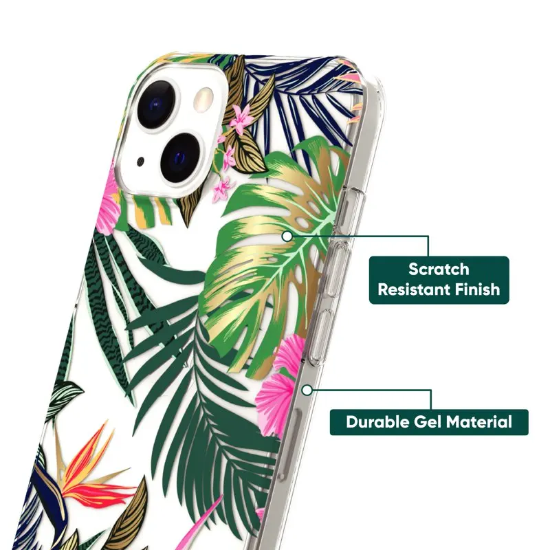 2023 new for Fashionable Palm Floral Patterned Protective Phone Case for iPhone 13- High Quality, Durable and Stylish.
