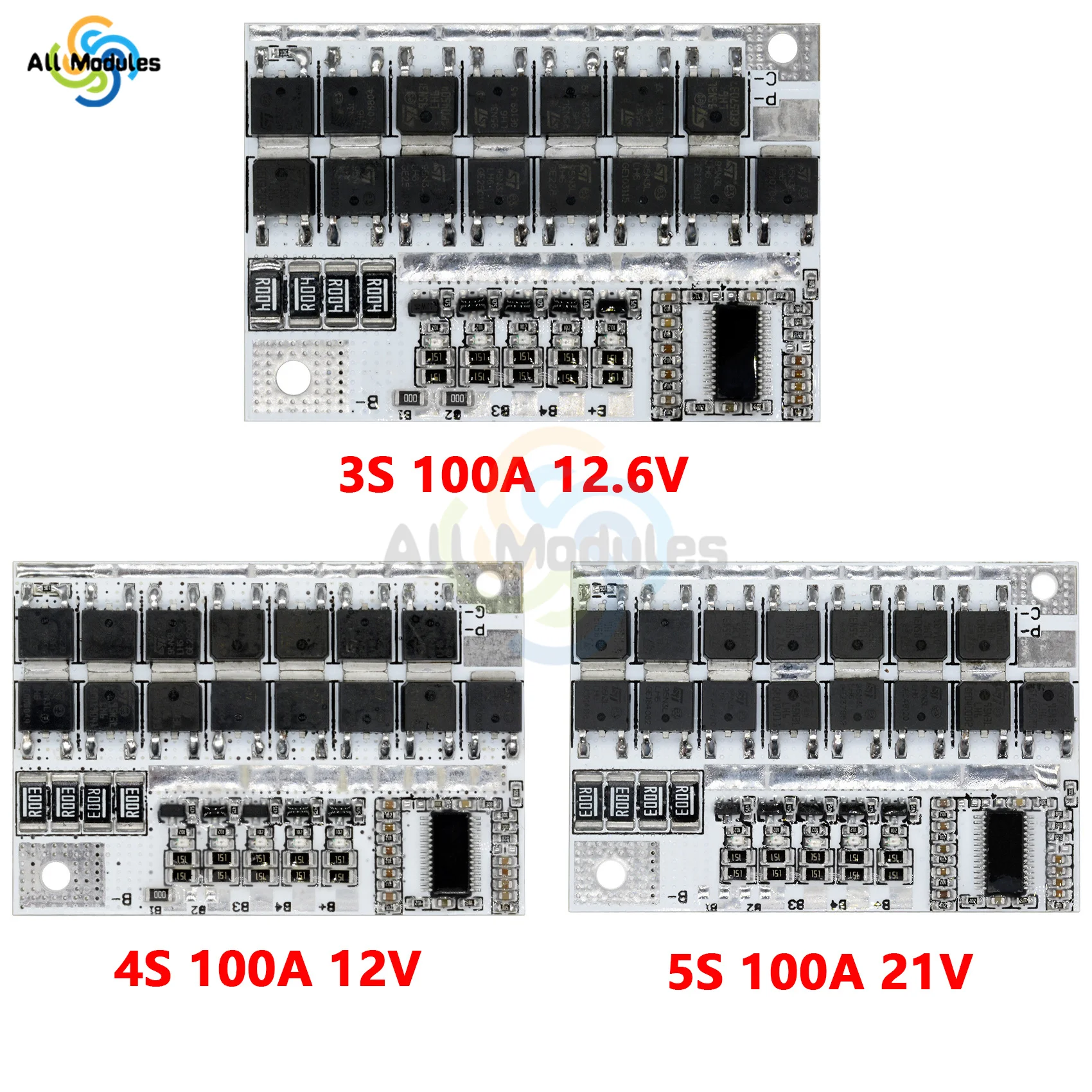 

3S/4S/5S BMS 12V 12.6V 21V 3.7V 100A Li-ion LMO Ternary Lithium Battery Protection Circuit Board Li-Polymer Balance Charging