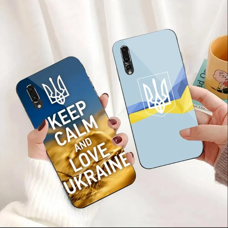 

Ukraine Flag DIY Painted Phone Case For Huawei P50 P40 P30 P20 Pro Mate 40 30 20 Pro Nova 9 8 7 PC Glass Phone Cover