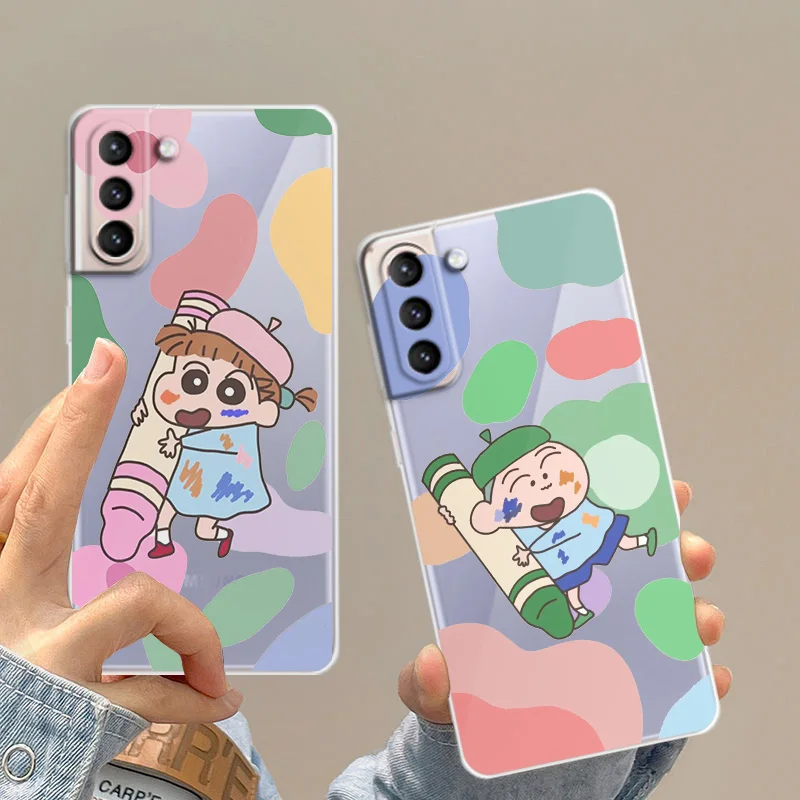 

Crayon Shinchan's friends Phone Case For Samsung S8 S9 S10 S20 S21 S22 Plus S10e 5G Lite Ultra FE Transparent Funda Cover Back