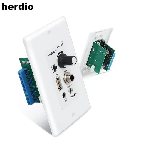Настенный Bluetooth-усилитель Herdio, 4 канала, USB/MIC/AUX, 3,5 мм