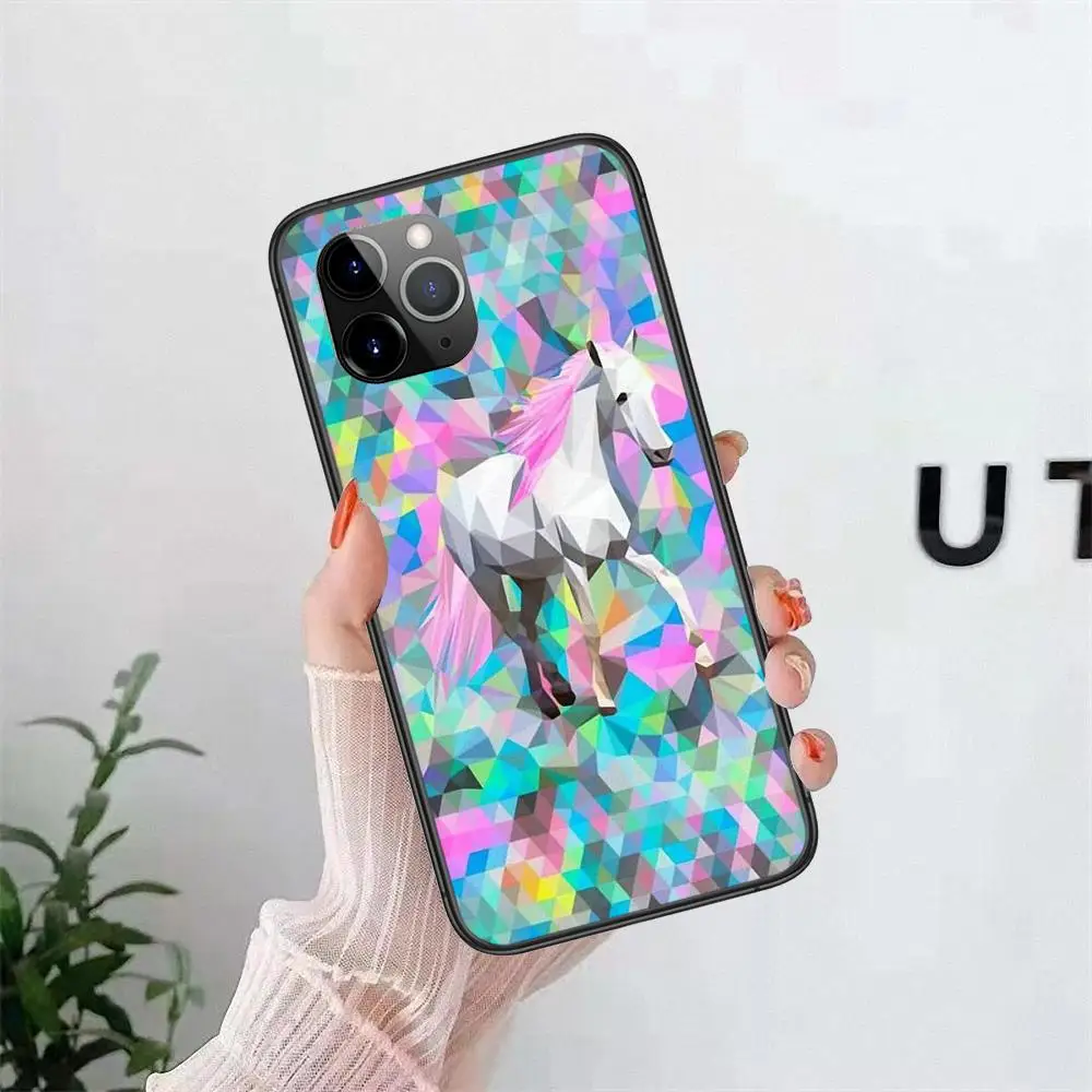 Взрослый черный чехол 3D оболочка Мультфильм Красочная Лошадь Единорог для Samsung