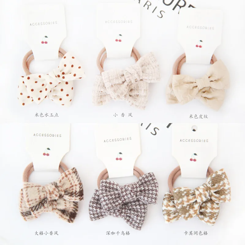 

2pcs Children Coffee Color Elastic Hair Bands Simple Bow Hair Rope Hair Ties for Little Girls Headwear Kids Hair Accessories