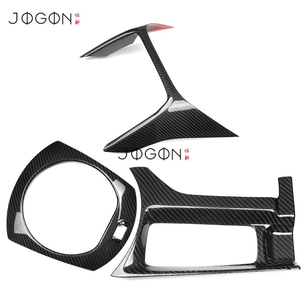 Фото 3 шт. для Mazda MX-5 MX5 Miata 2016-2023-AT, накладка на центральную панель передней консоли с переключателем передач и мультимедийной системой из сухого карбона. №2