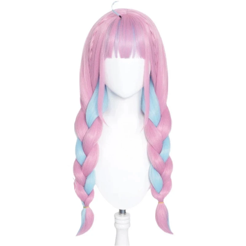 

VTuber Hololive Minato Aqua парик смешанные синие Розовые косы для девочек двойной хвост Holo без граффити косплей парик длинный плетеный синтетический