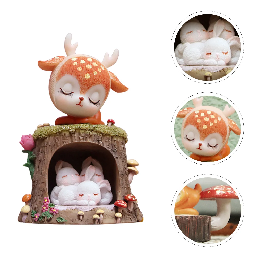 

1Pc Deer Figurine Adornment Cartoon Deer Model Household Ornament for Car Desktop Decor Home