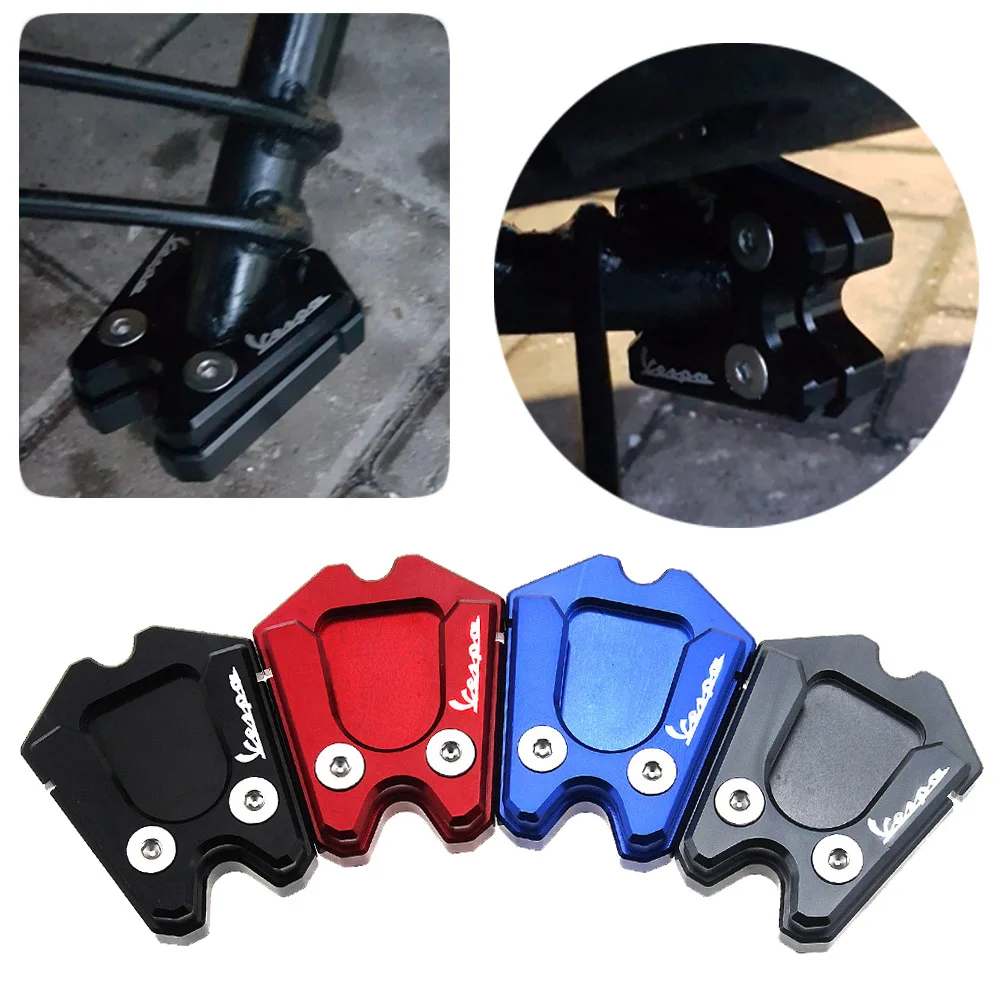 

Motorcycle CNC Alunimun Kickstand Foot Side Stand Enlarge Extension Pad Support Plate for VESPA GTS GTV 3Vie Sprint LX
