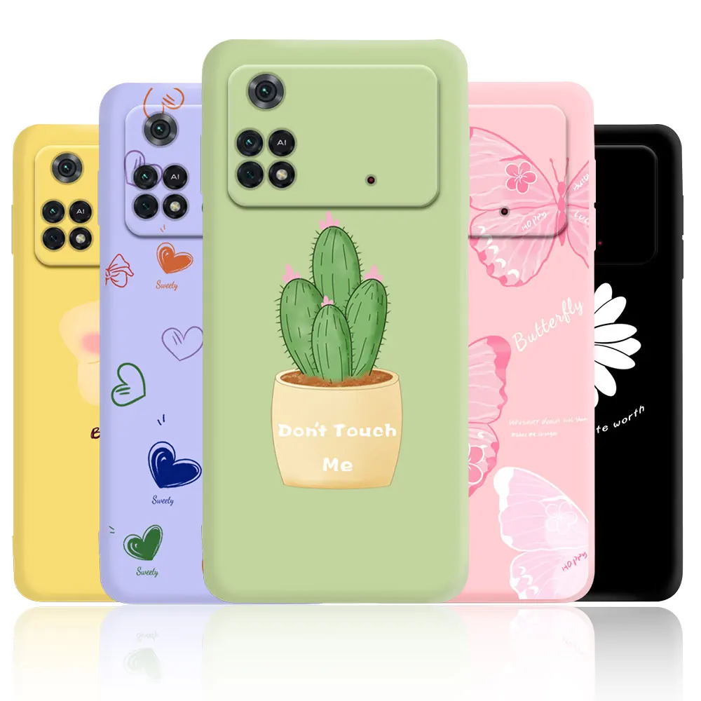 Чехол для Xiaomi Poco M4 Pro, чехол 4G, милые разноцветные чехлы с принтом для POCO M4 Pro, искусственный силиконовый мягкий чехол для Poco M4 Pro, чехлы