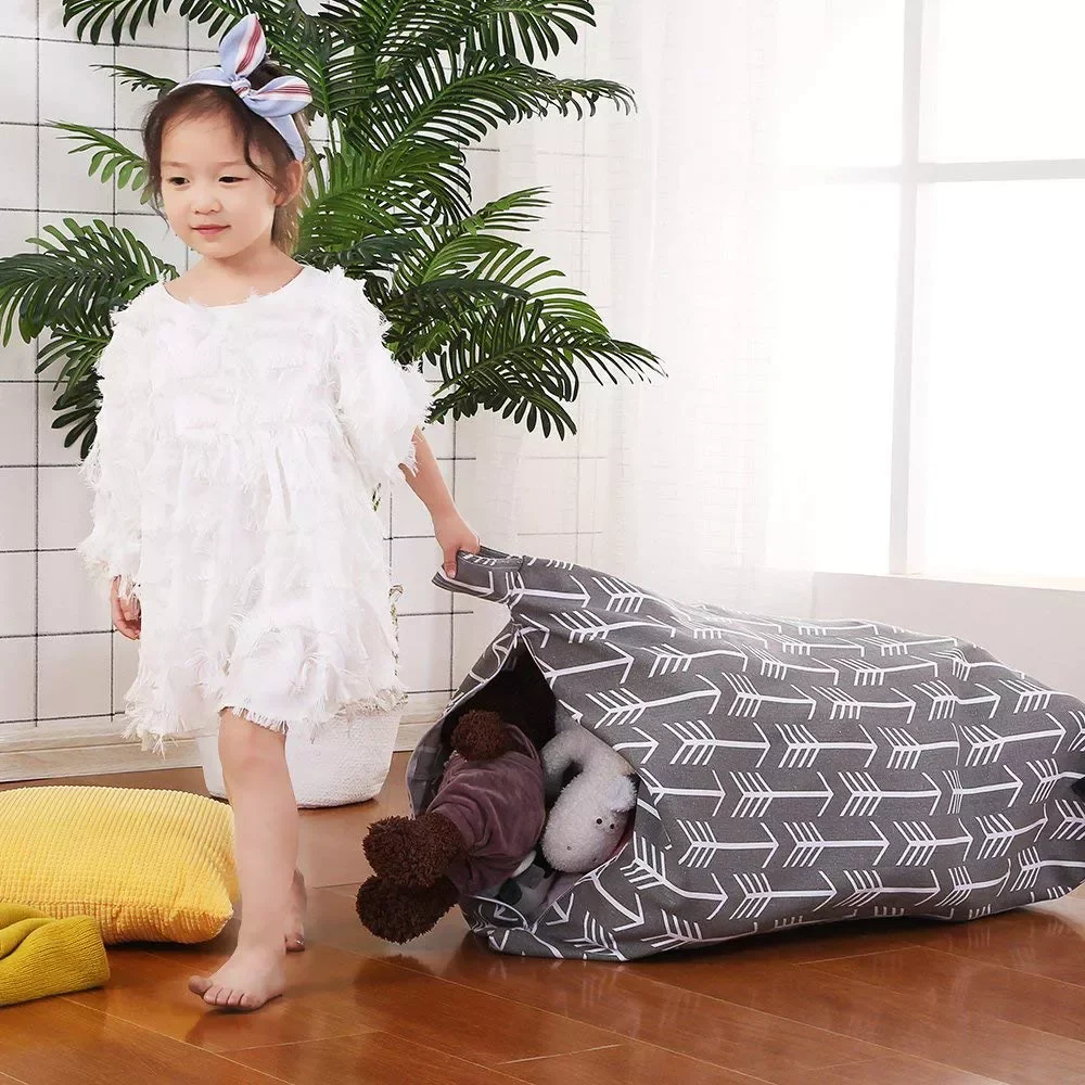 

NEW2023 Striped bean chair plush toy storage bag home storage stool diamond with handle canvas bag home clothes storage