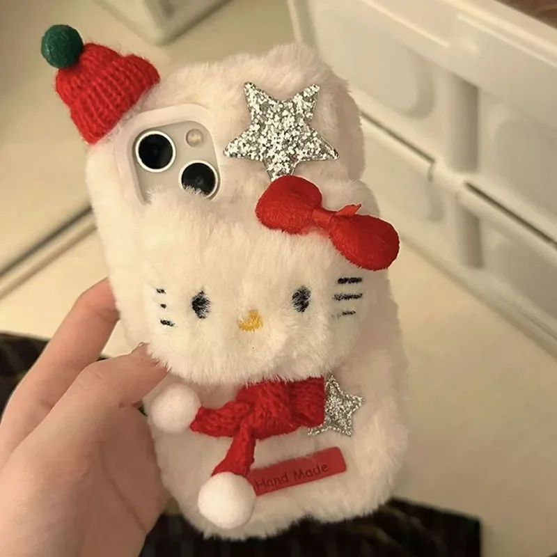 Милый плюшевый чехол для iPhone Hello Kitty's Sanrio в стиле аниме Y2k Kawaii 3D кукла IPhone 12 13Pro 11