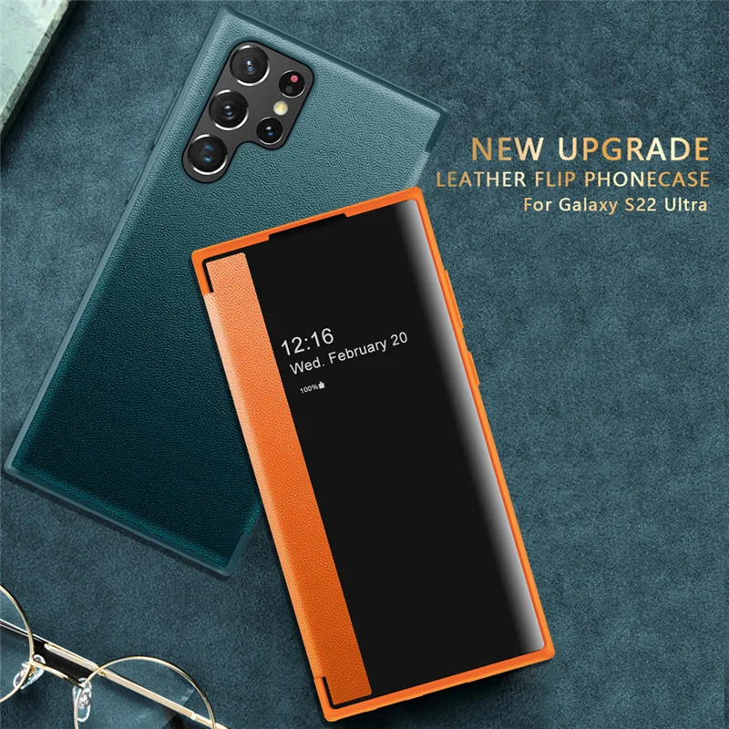 

Кожаный чехол-книжка с очками для Samsung Galaxy S22 S21 S20 Note20