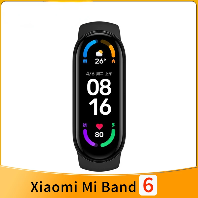 

Смарт-браслет Xiaomi Mi Band 6, фитнес-трекер с цветным AMOLED экраном, с функцией измерения уровня кислорода в крови, с поддержкой Bluetooth, водонепрониц...