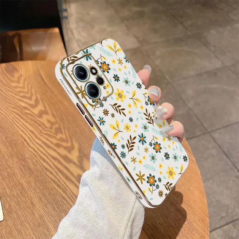 Clear Flower Luxury Plating Phone Case For Xiaomi Redmi Note 11 Pro Plus 12Pro Plus 11 11S 10 Pro 12 9S 8 Pro Cover