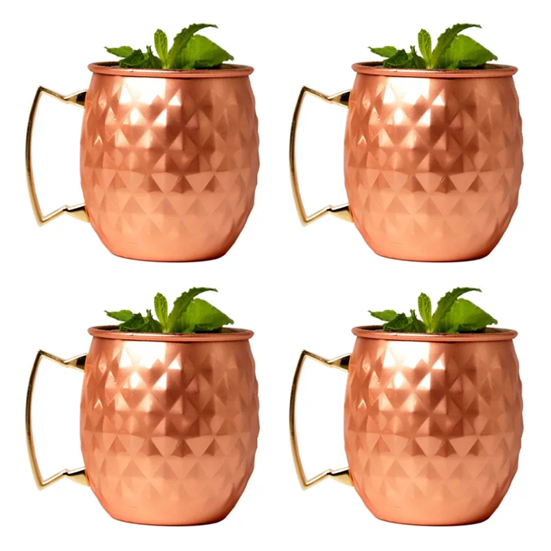 

4 Piece 550ml Moscow Mule Copper Mugs Metal Mug Cup Stainless Steel Beer Wine Coffee Cup Bar Tools