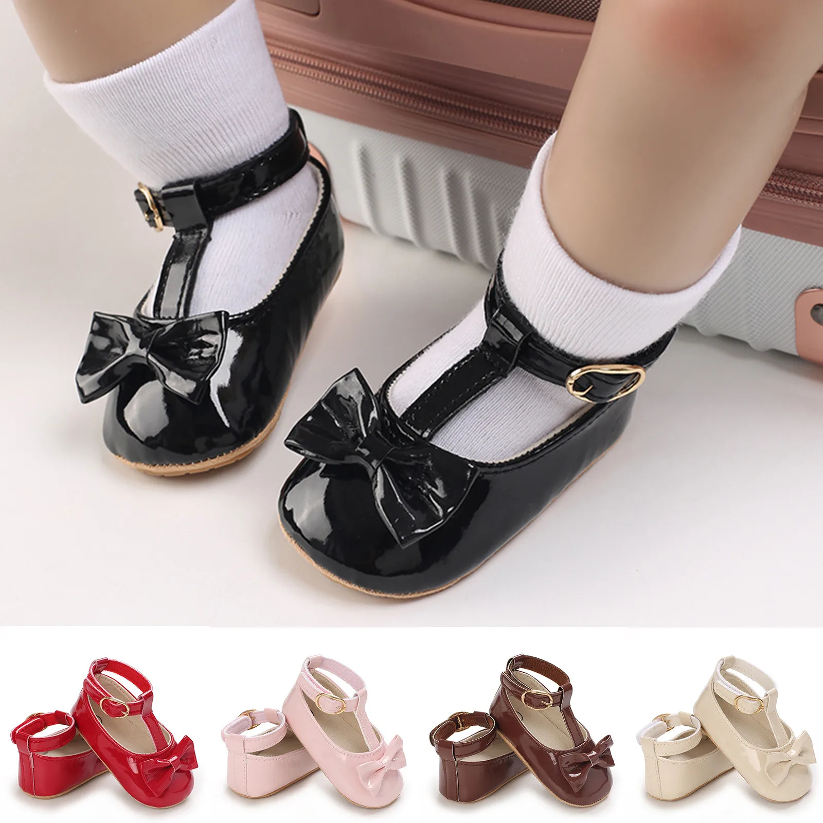 

Toddler Baby Shoes Kids Infant Girls Soild Bowknot Princress Shoes Soft Sole The Floor Barefoot Non Slip First Walkers Prewalker