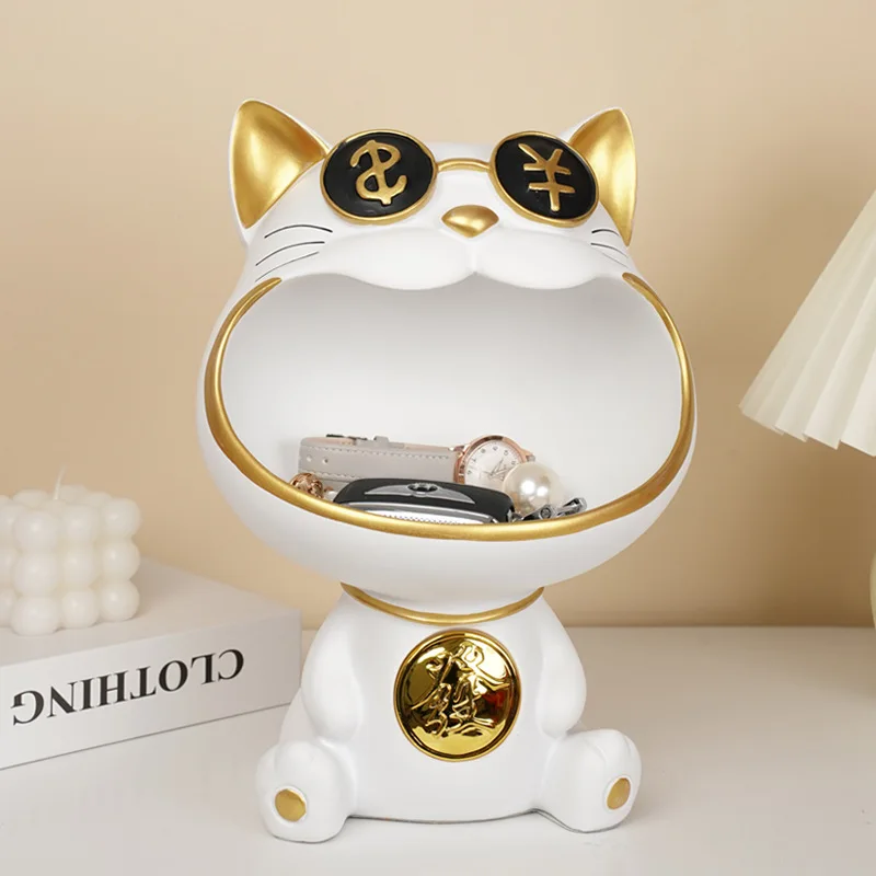 

Creative charm cat key storage entryway decoration entry Shoe cabinet desktop home decoration Chinese new house gift