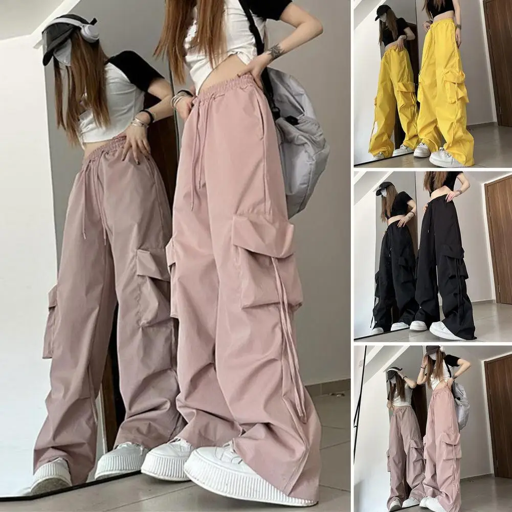 

Cargo Pant Women y2k Streetwear Hip Hop Loose Casual Trousers American High Waist Big Pockets Lace Up Fashion Lady Pants