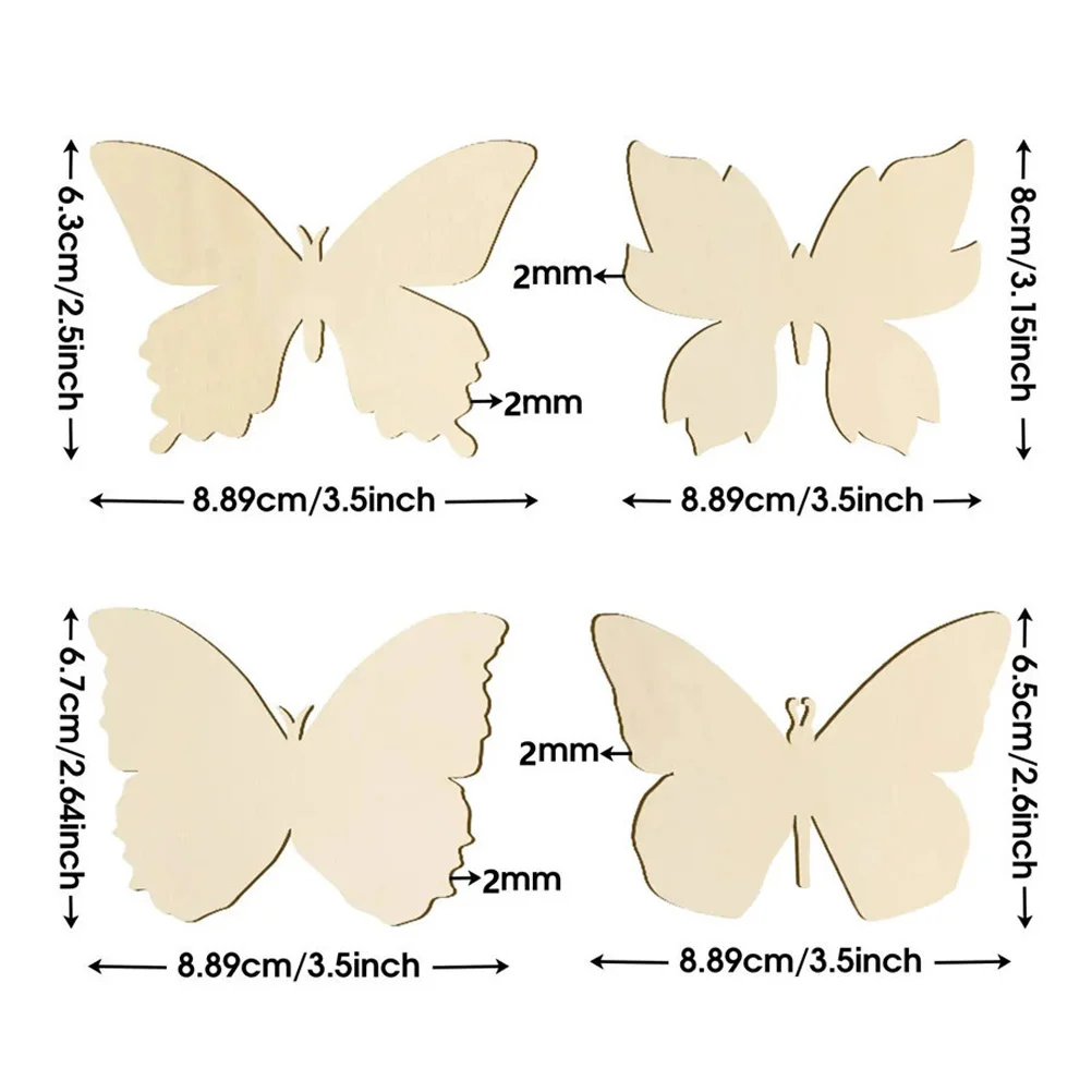 

Craft Wooden Slices Graffiti Cutouts Unfinished Blank Chips Butterfly Embellishments Crafts