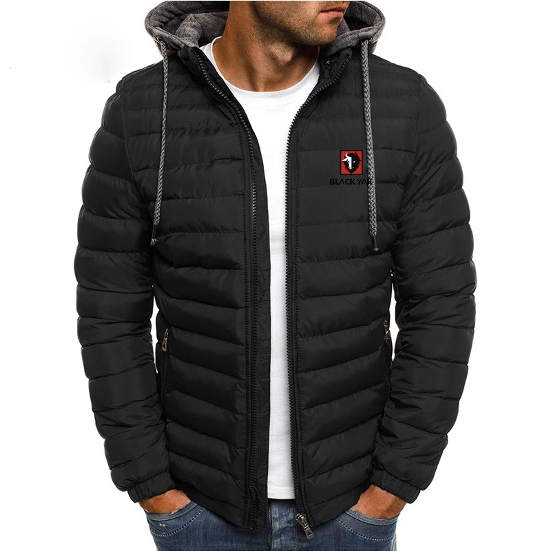 BLACK YAK Autumn Winter New Men Cotton Jacket Hooded Thickened Down Jacket Coat Hooded Parker Zip-Up Cotton Jackets Outer Wear