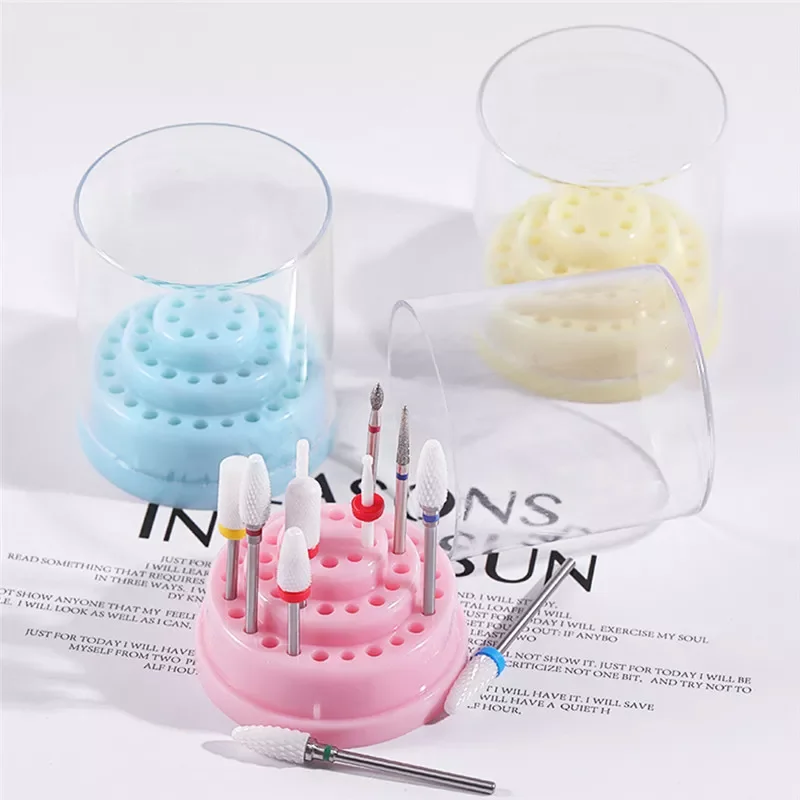 

48 Holes Nail Drill Bits Holder Stand Display Nail Drill Showing Shelf Organizer Container Mill Cutter Case Manicure Accessories