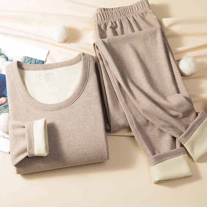 Autumn and Winter Thermal Underwear Sets For Men Women Wool Double Side Brushed Long Johns Thick Warm Couple Thermal Underwear