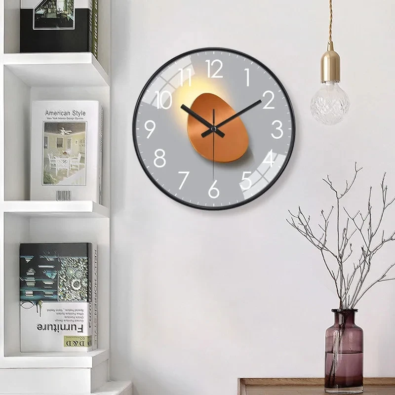 

Simple Round Quartz Clock Light Shadow Art Wall Clock Noiseless Quartz Wall Watch Clock For Porch Balcony Corridor Wall Clock