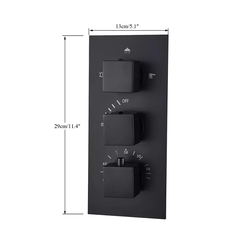 

Матовый черный 3-ходовой термостатический смесительный клапан для ванной комнаты, термостатический смеситель для душа, кран, хромированный...