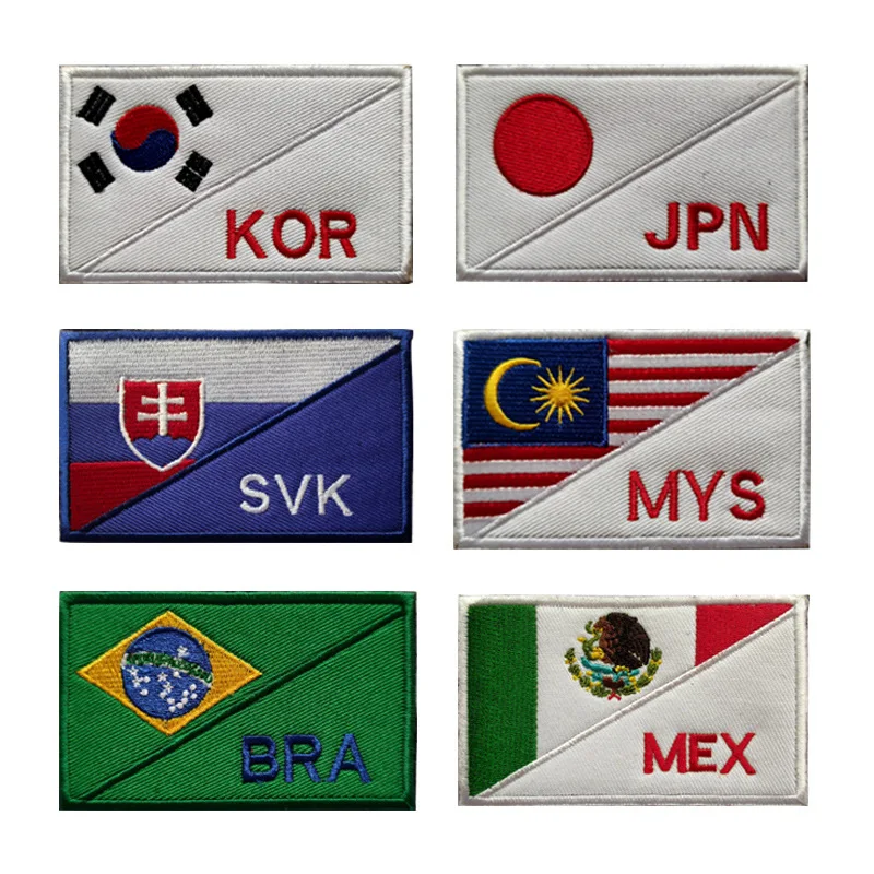 

World Flags JPN, KOR, MYS Flag HOOK & LOOP Chapter Patch Tactical Clothing Patch Pack with Stickers Embroidery Supplies Patches