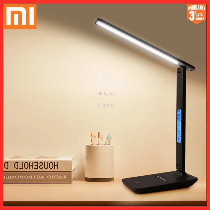 

Современная светодиодная офисная настольная лампа XIAOMI, Складная Настольная лампа с сенсорной регулируемой яркостью, календарем, термометр...