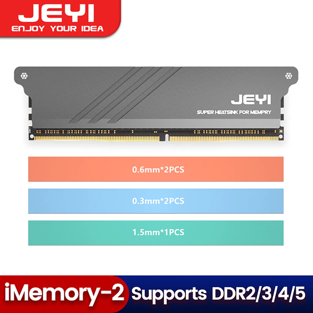 Фото JEYI Aluminum Memory RAM Heatsink With Thermal Pads RAM Cooler DDR Radiation Dissipate for PC Desktop DIY DDR2 DDR3 DDR4 DDR5 №4