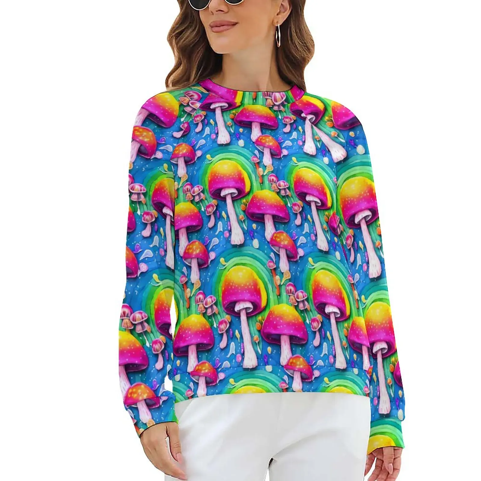 

Cute Mushrooms Hoodies Colorful Print Korean Fashion Oversized Hoodie Woman Long Sleeve Pretty Design Casual Clothing